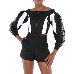 Burberry Black Jersey Off Shoulder Corset Top Size Medium